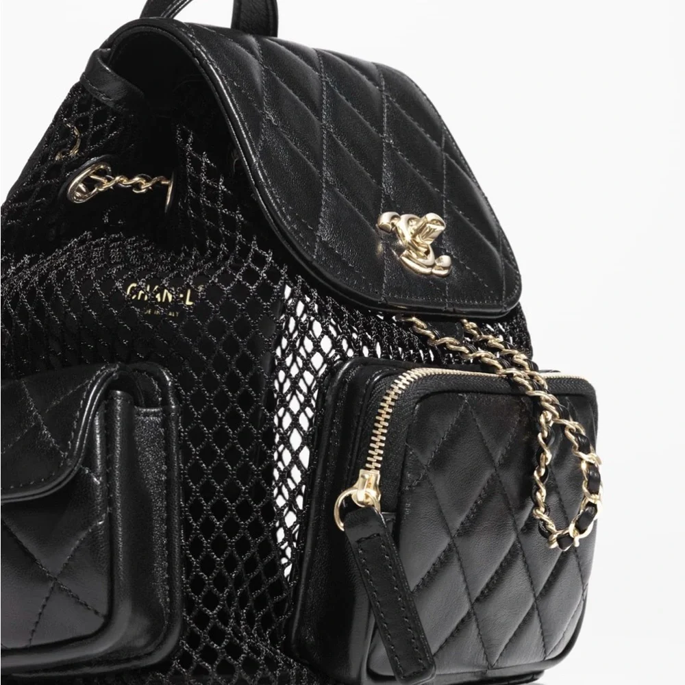FULL SET - CHANEL Black Quilted Backpack with Gold HW - Picture 5 of 16